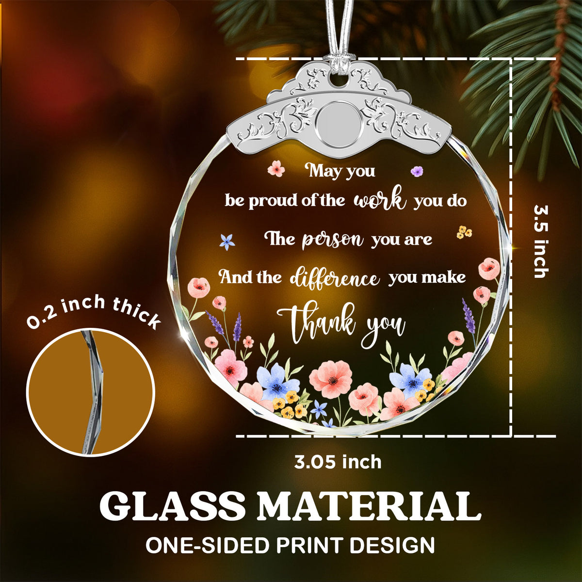 Be Proud Of The Work You Do – Glass Ornament — view 3