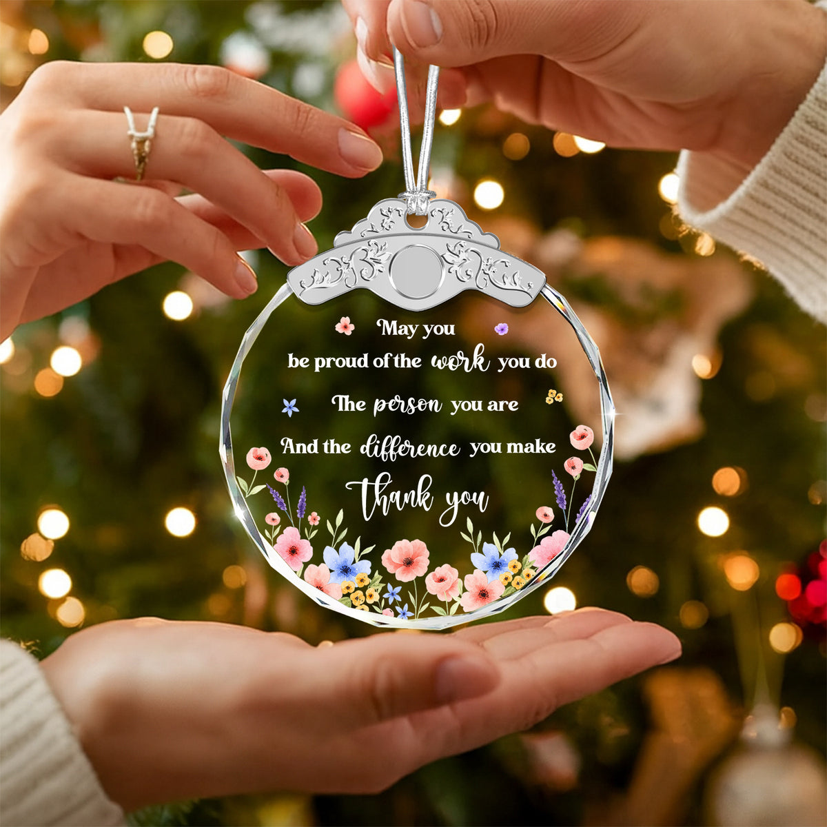 Be Proud Of The Work You Do – Glass Ornament — view 5