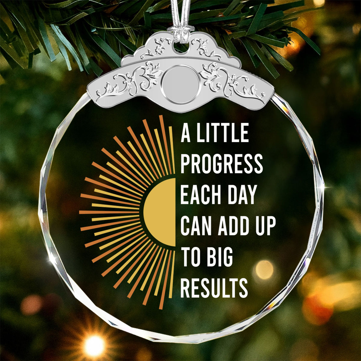A Little Progress Each Day – Glass Ornament — view 2