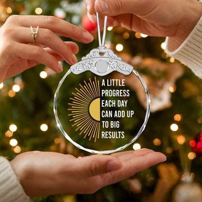 A Little Progress Each Day – Glass Ornament — view 5