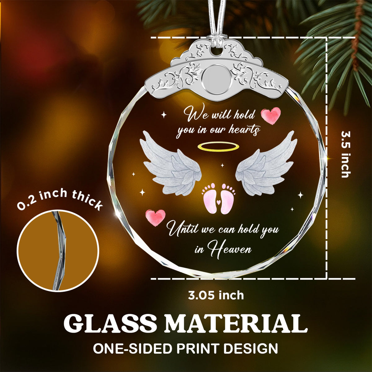 Hold You In Our Hearts – Glass Ornament — view 3