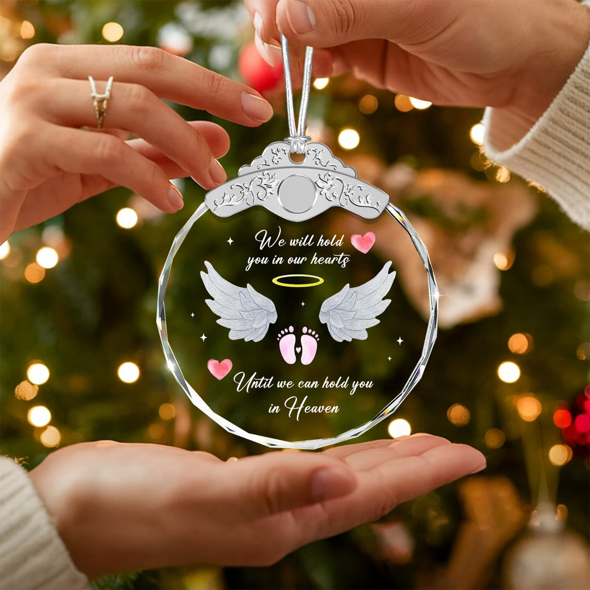 Hold You In Our Hearts – Glass Ornament — view 5