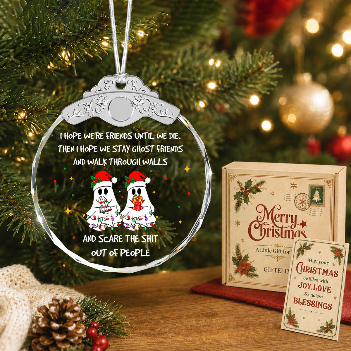 Funny Friendship Ornaments for Friends – Ghost Ornament for Besties BFF Sisters