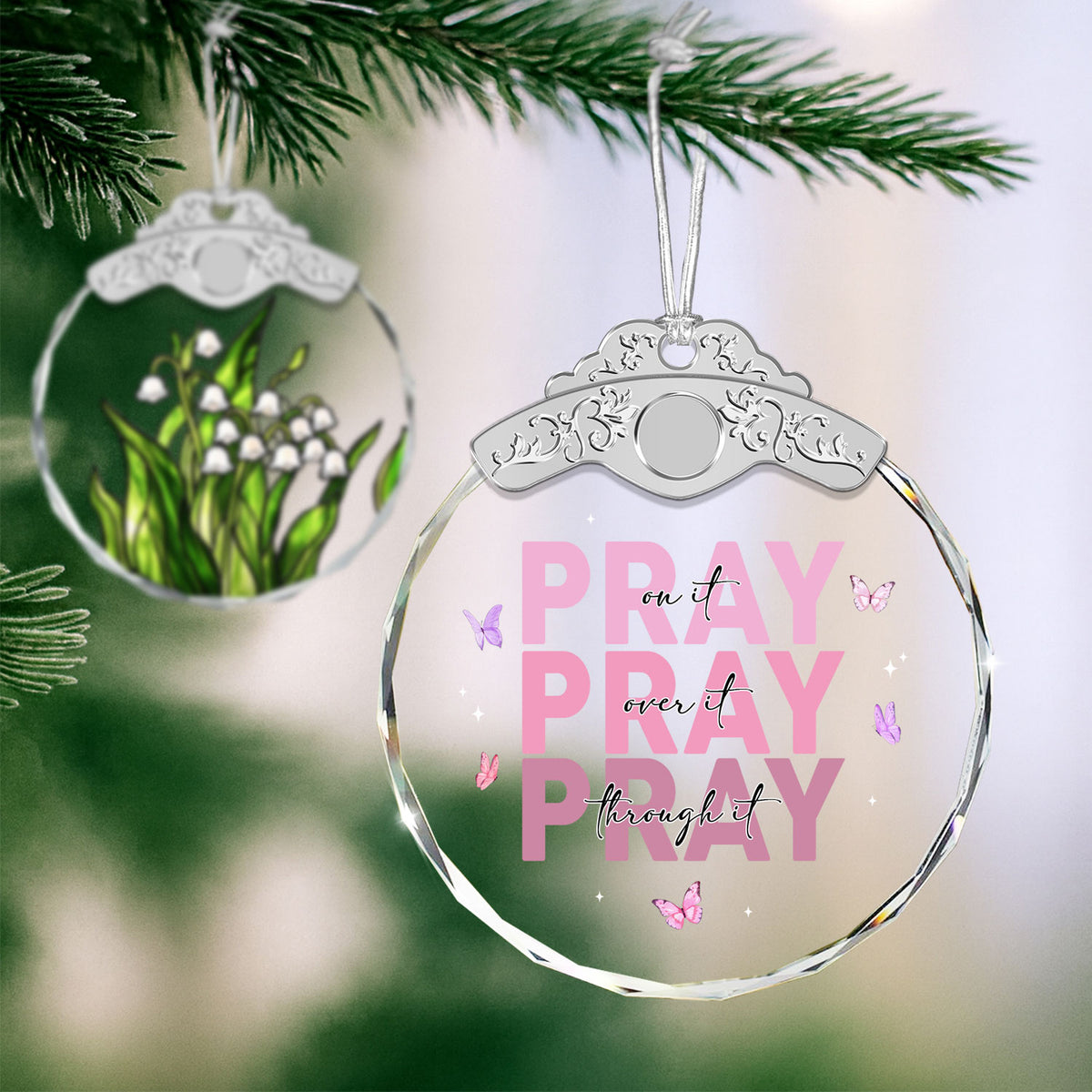 Pray – Glass Ornament — view 4