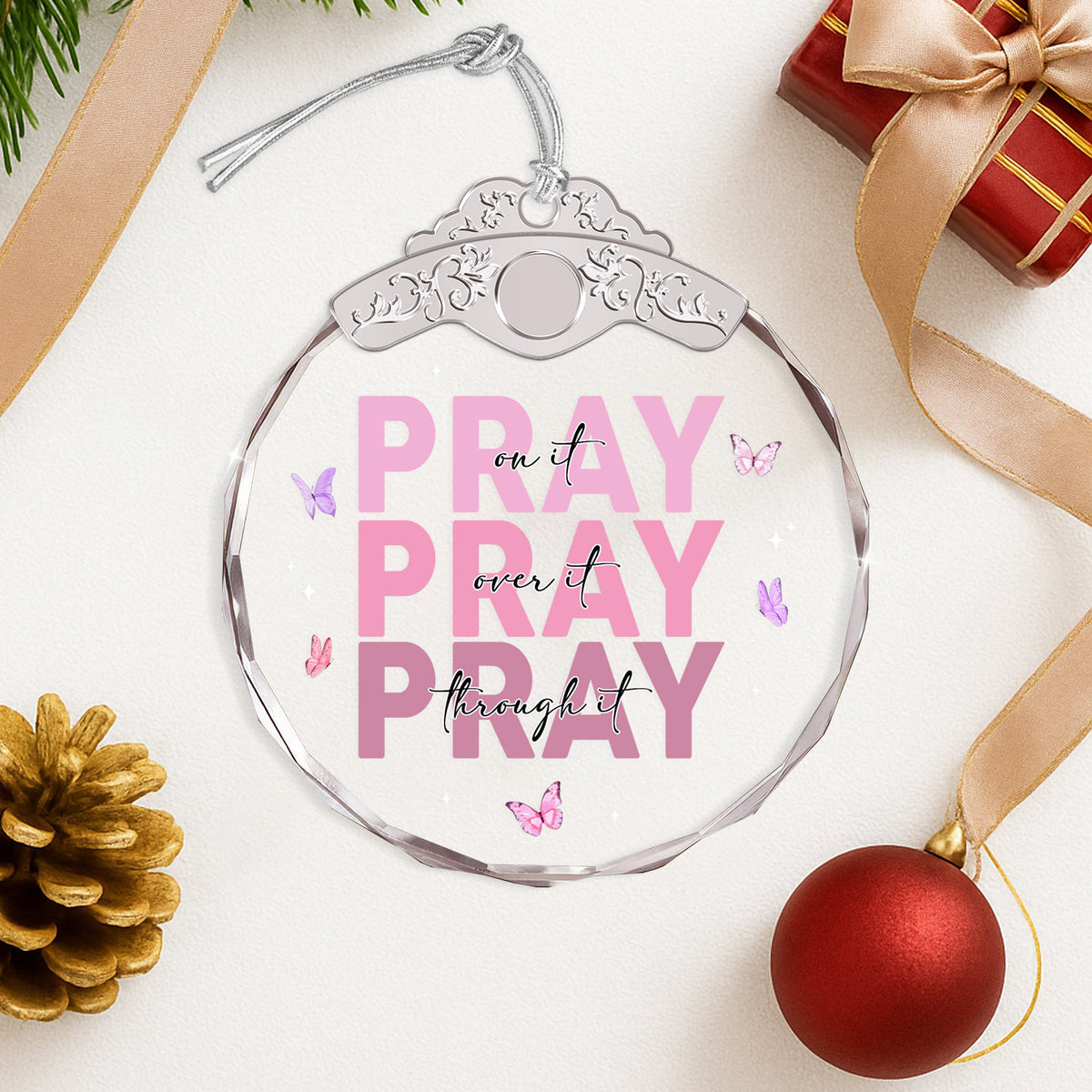 Pray – Glass Ornament — view 5
