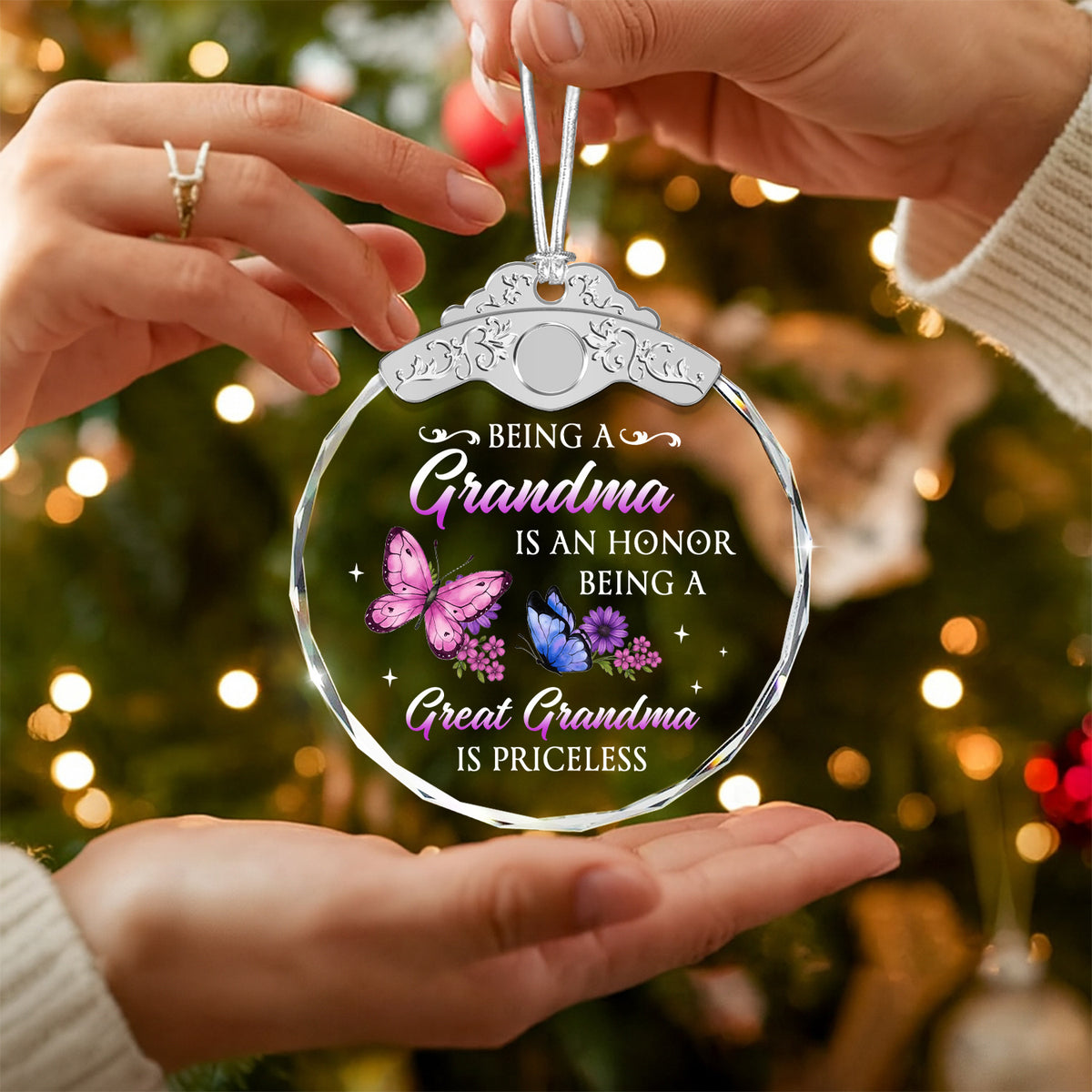 Great Grandmother Gift – Christmas Glass Ornament — view 5