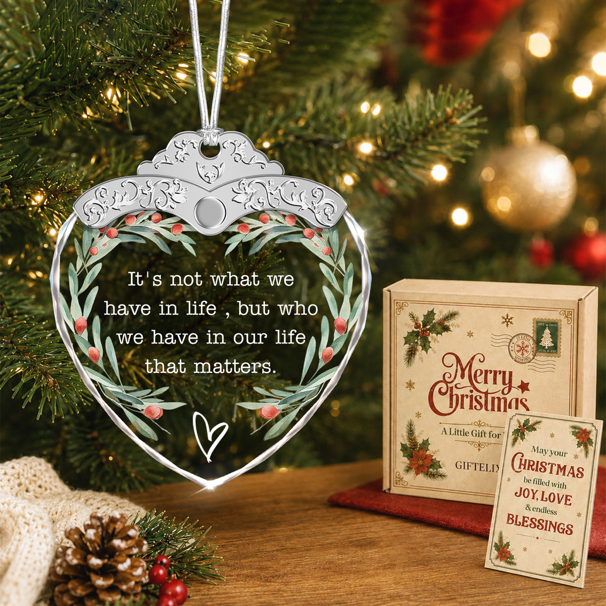 It's not what we have in life – Glass Ornament