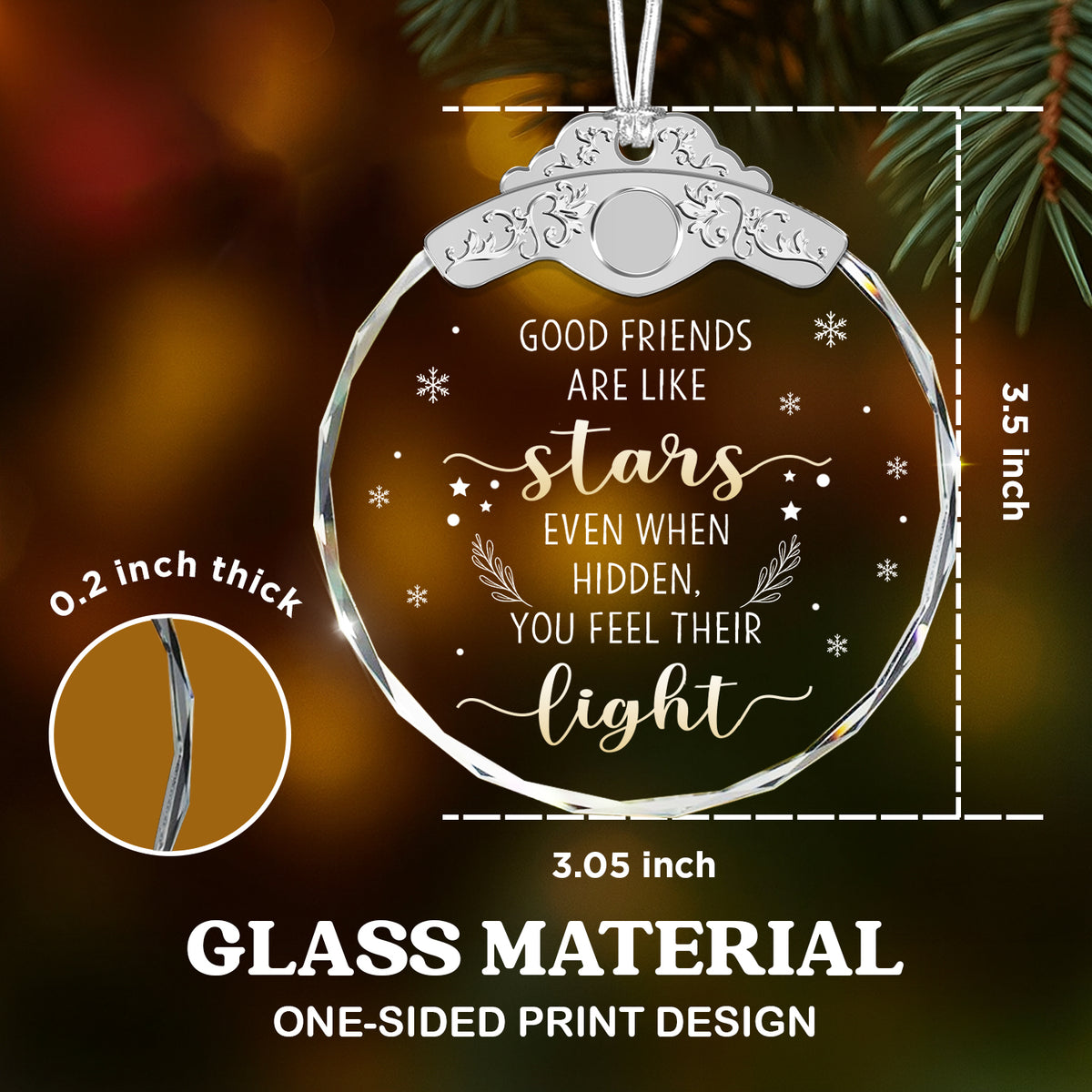 Goodfriends Are Like Stars – Glass Ornament — view 3