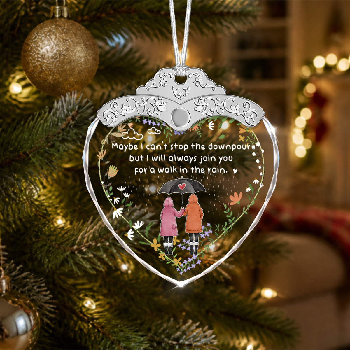 Maybe I Can't Stop the Downpour – Glass Ornament — view 2