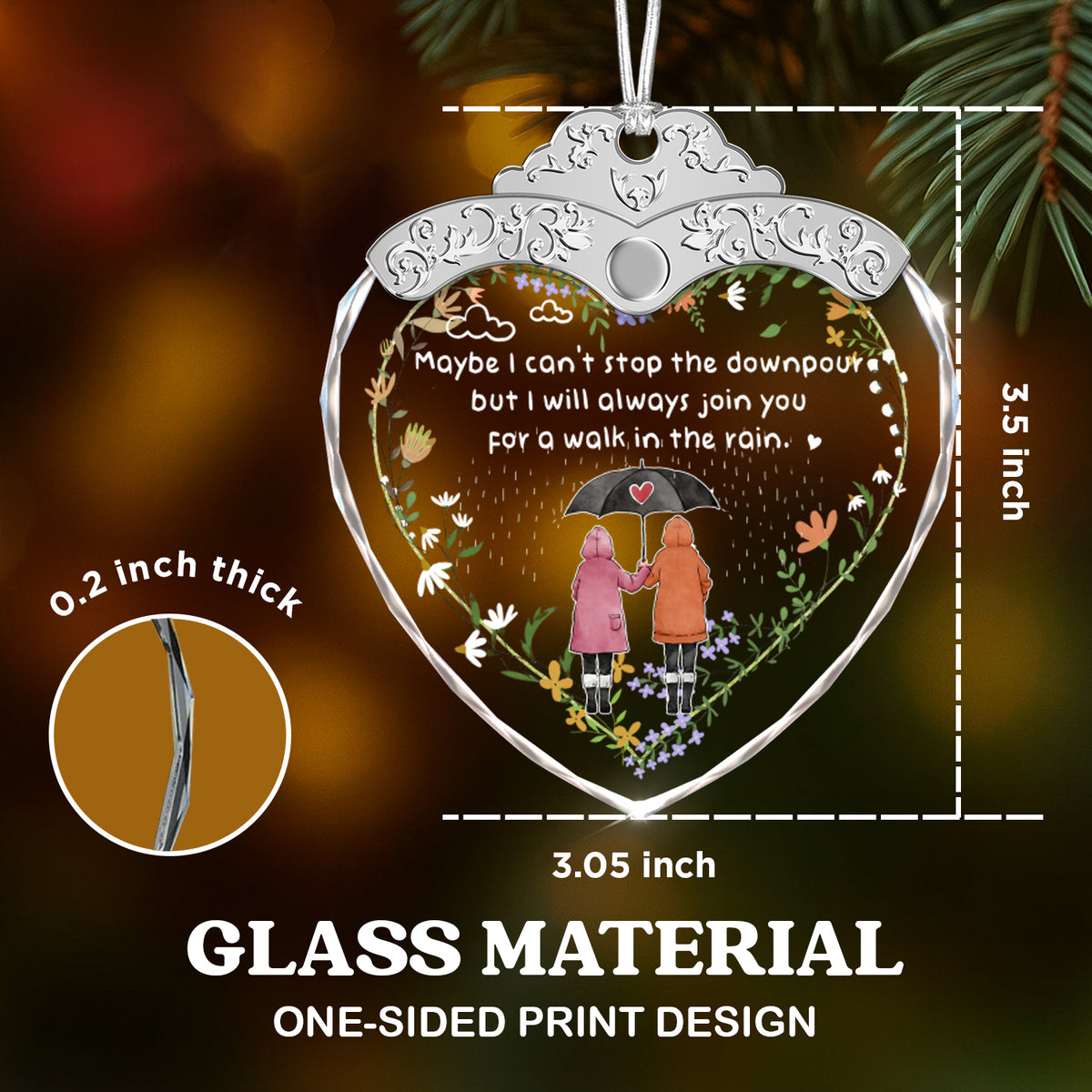 Maybe I Can't Stop the Downpour – Glass Ornament — view 3
