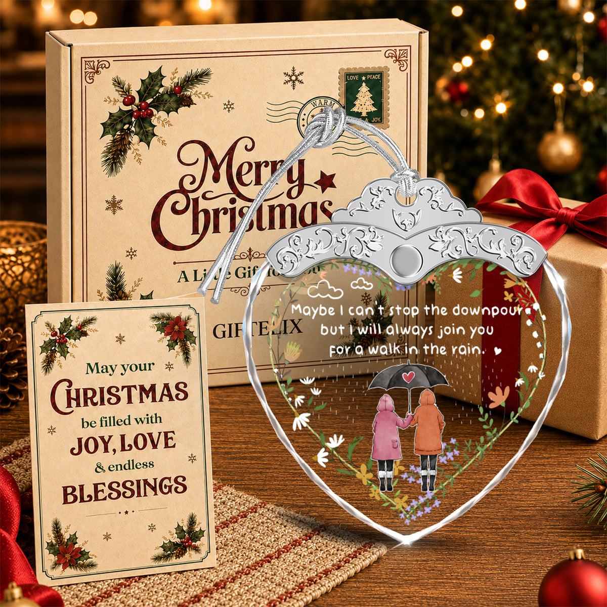 Maybe I Can't Stop the Downpour – Glass Ornament — view 4