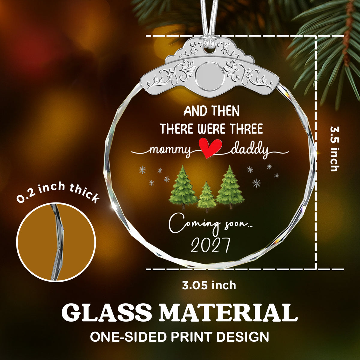Expecting Baby Ornament 2026 – Pregnancy Announcement for Grandparents Family — view 3