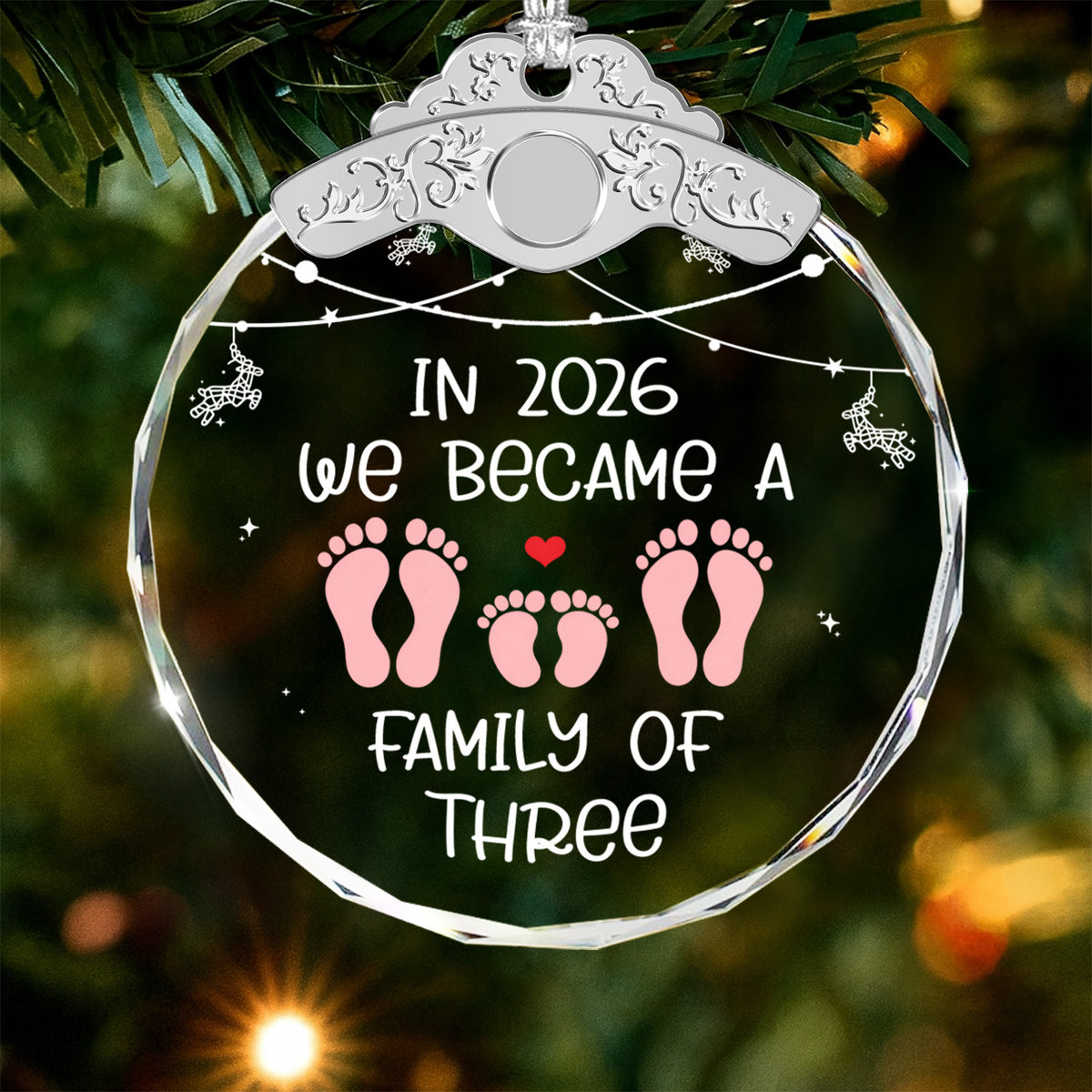 Family of Three Ornament 2026 – Baby First Christmas Ornament