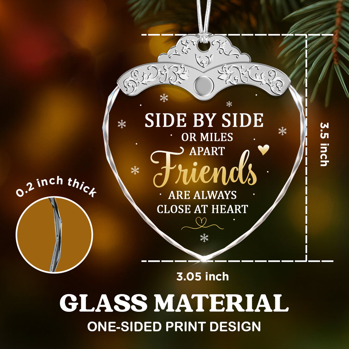 Christmas Gifts For Friends Going Away Friendship – Glass Ornament — view 3