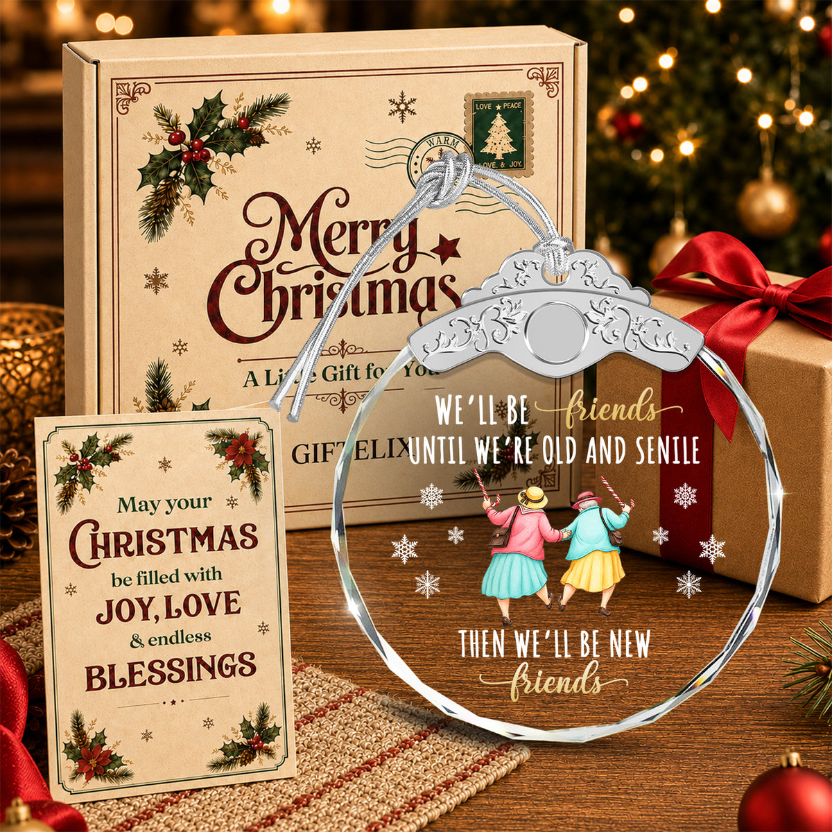 Christmas Gifts For Friends Going Away Friendship – Glass Ornament — view 4