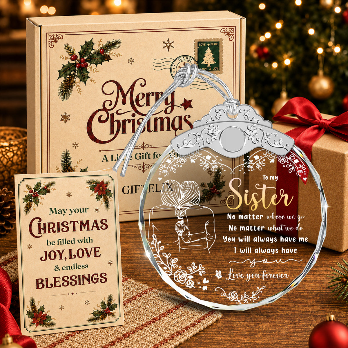 Unique Gift for Women Friends BFF Sisters Soul Sis – Glass Ornament — view 4