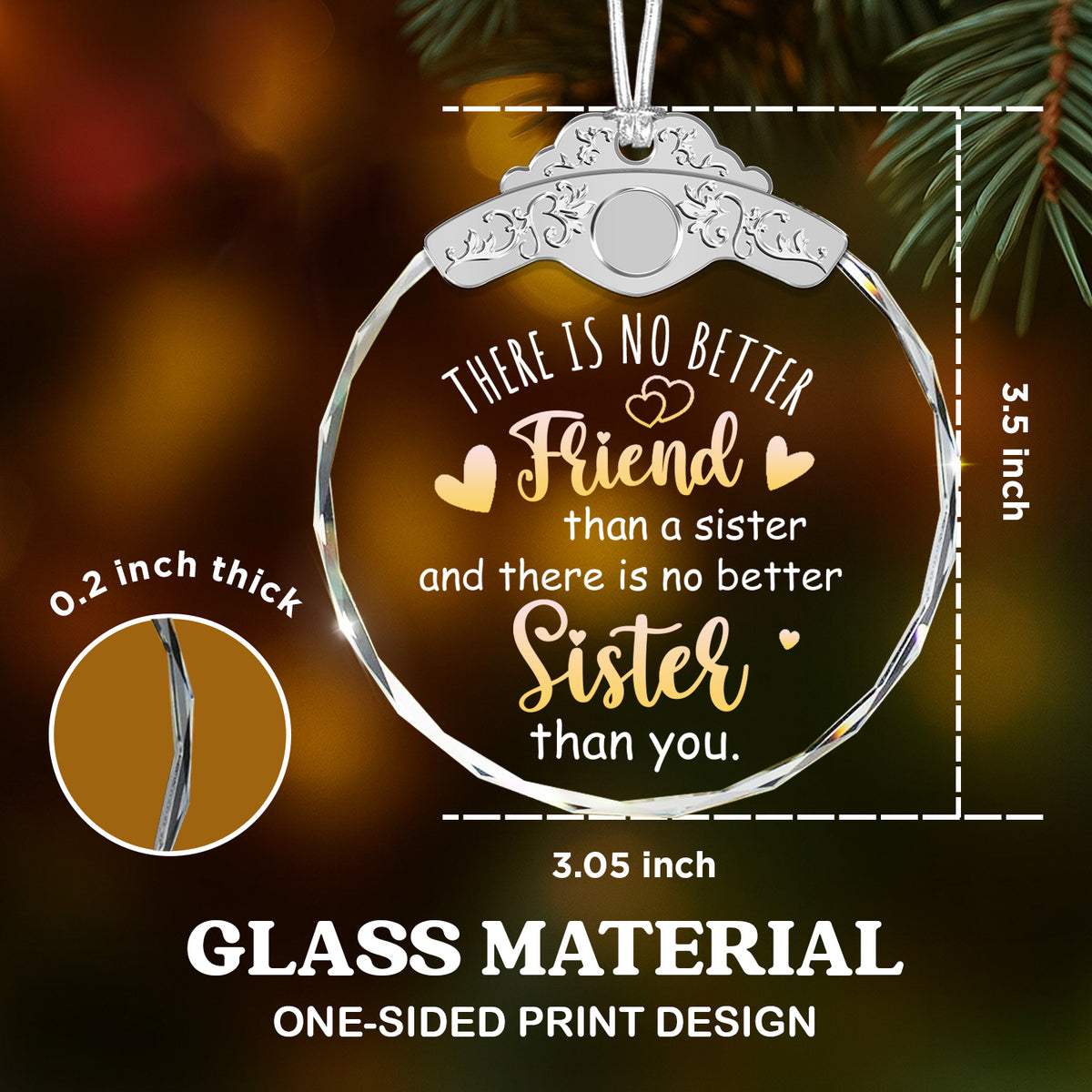 Unique Gift for Women Friends BFF Sisters Soul Sis – Glass Ornament — view 3