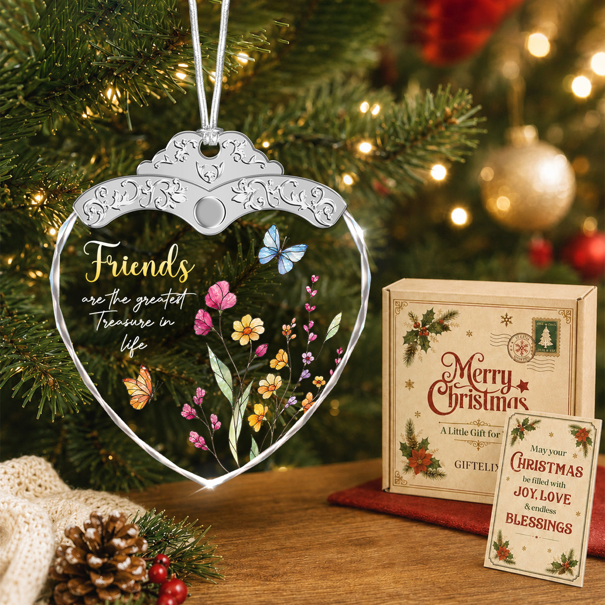 Friends are the greatest treasure – Glass Ornament