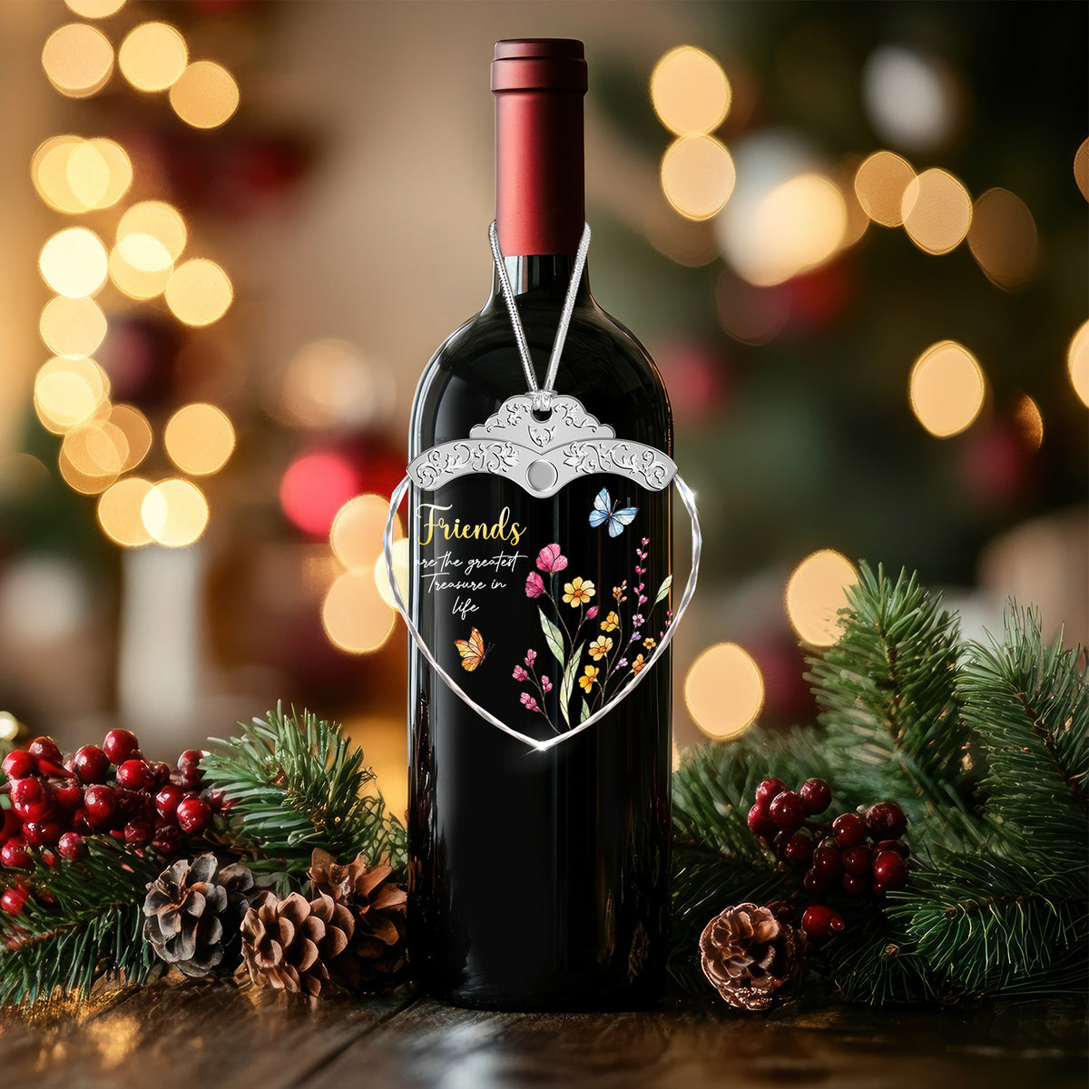Friends are the greatest treasure – Glass Ornament — view 5
