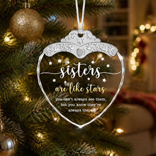 Sister Are Like Stars – Glass Ornament — view 2