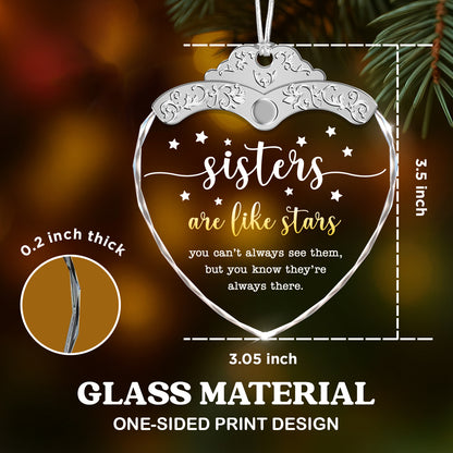 Sister Are Like Stars – Glass Ornament — view 3