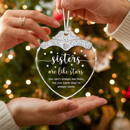 Sister Are Like Stars – Glass Ornament — view 5