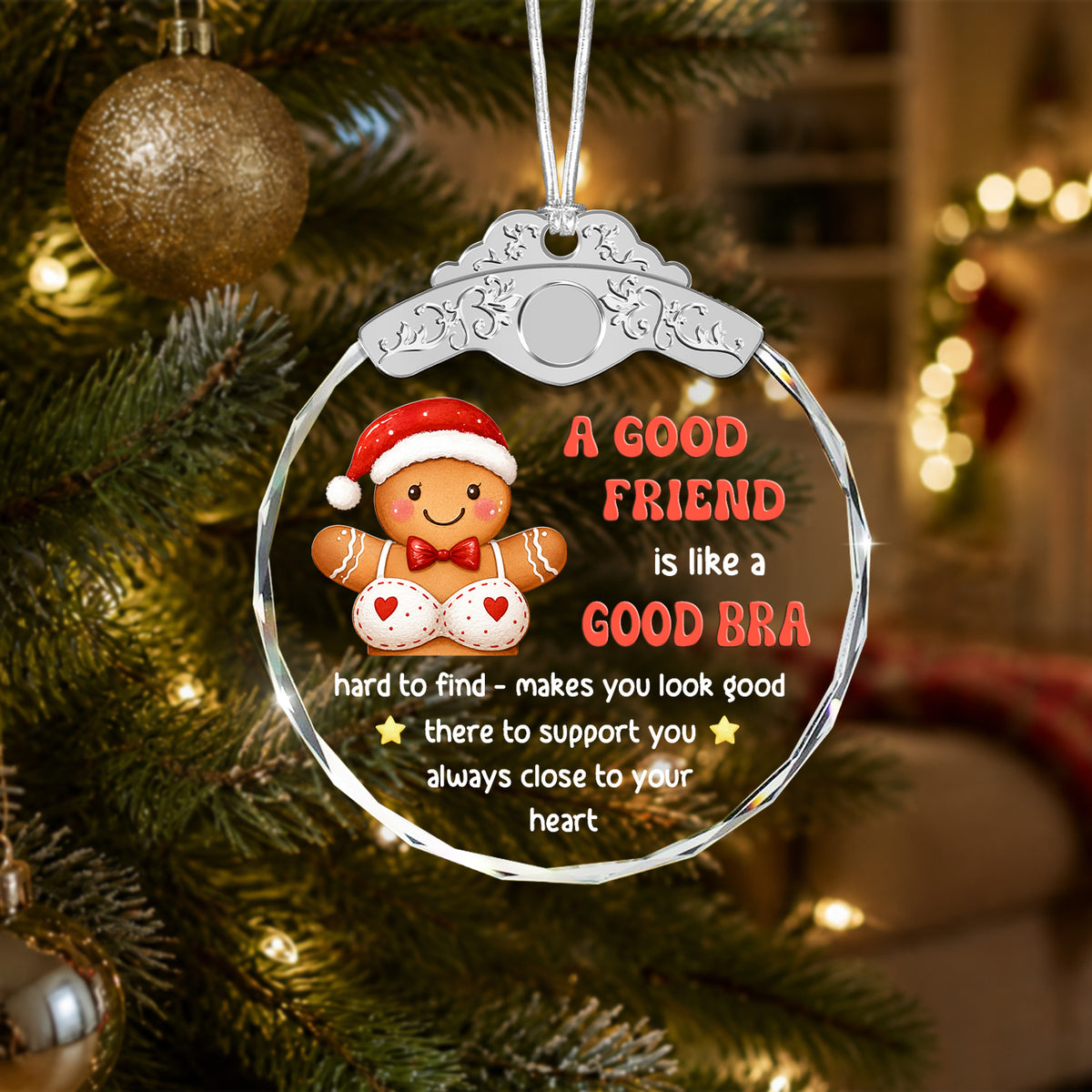 Funny Friendship Ornaments for Women Friends – A Good Friend is Like A Good Bra — view 2