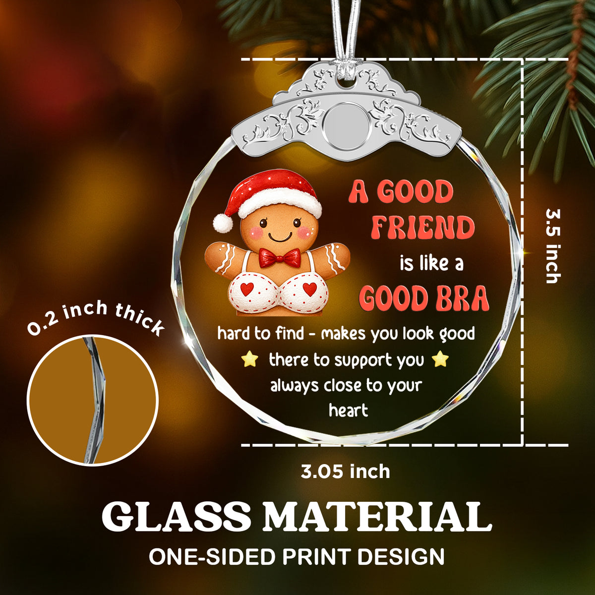 Funny Friendship Ornaments for Women Friends – A Good Friend is Like A Good Bra — view 3