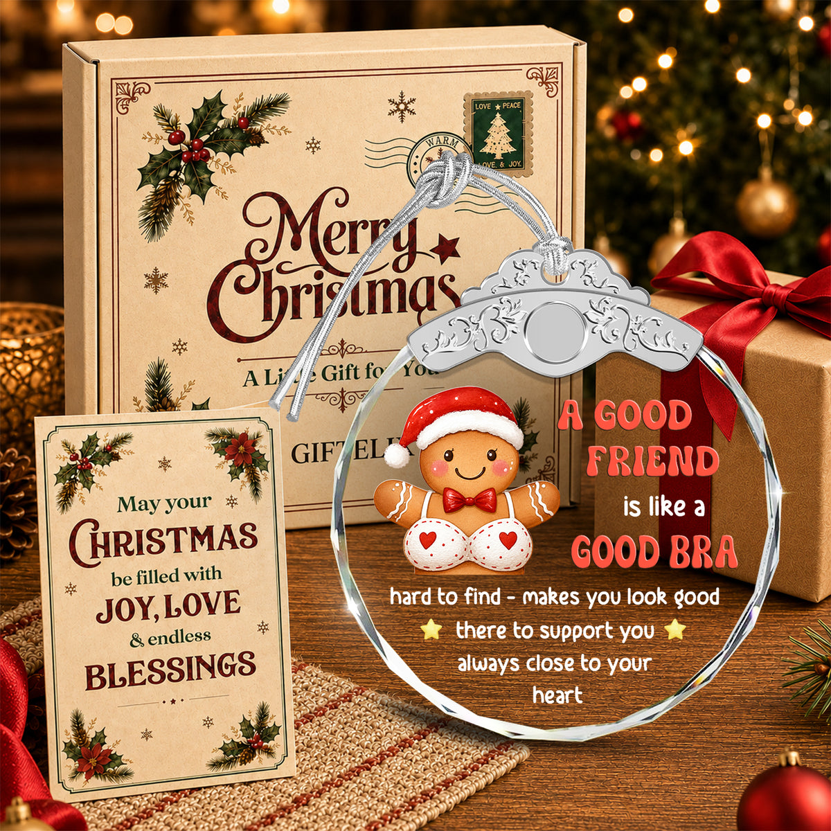 Funny Friendship Ornaments for Women Friends – A Good Friend is Like A Good Bra — view 4