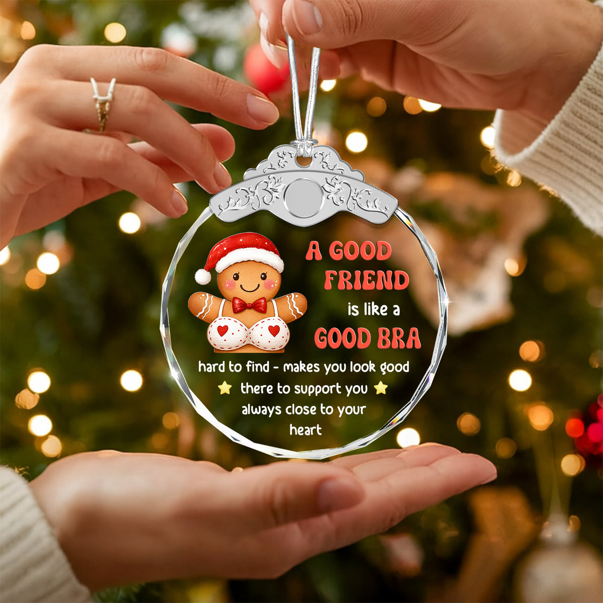 Funny Friendship Ornaments for Women Friends – A Good Friend is Like A Good Bra — view 5