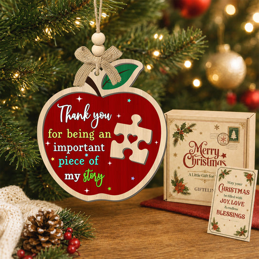 Teacher Christmas Gifts for Women – 2 Layer Wooden Ornament