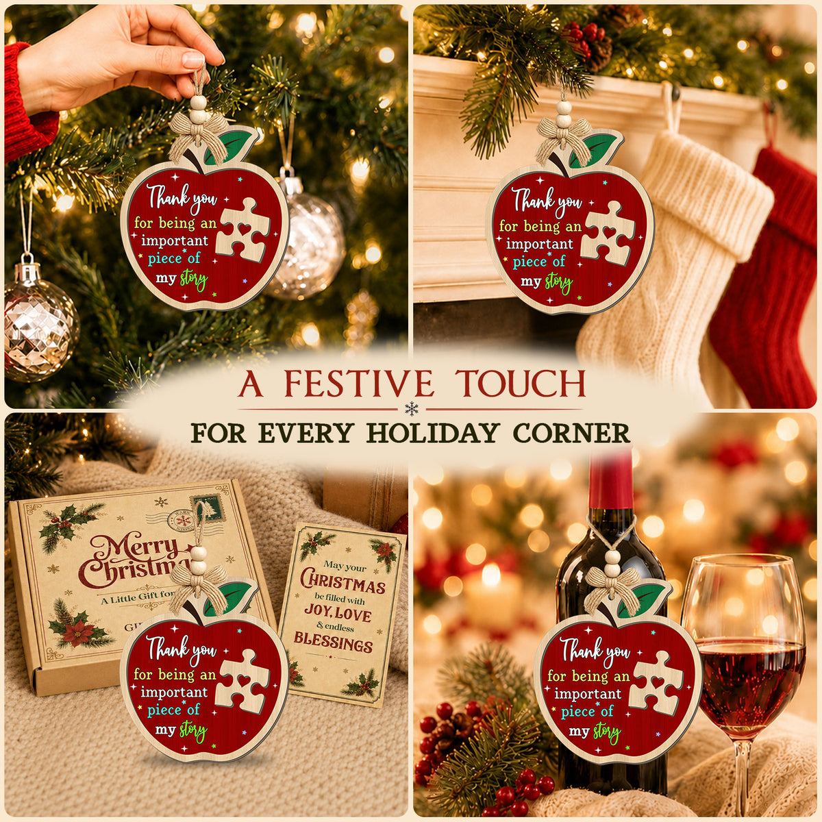 Teacher Christmas Gifts for Women – 2 Layer Wooden Ornament — view 5