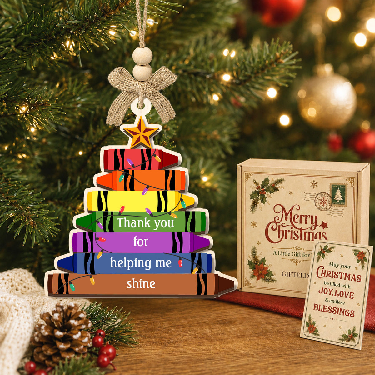 Teacher Gifts for Women – 2 Layer Wooden Ornament