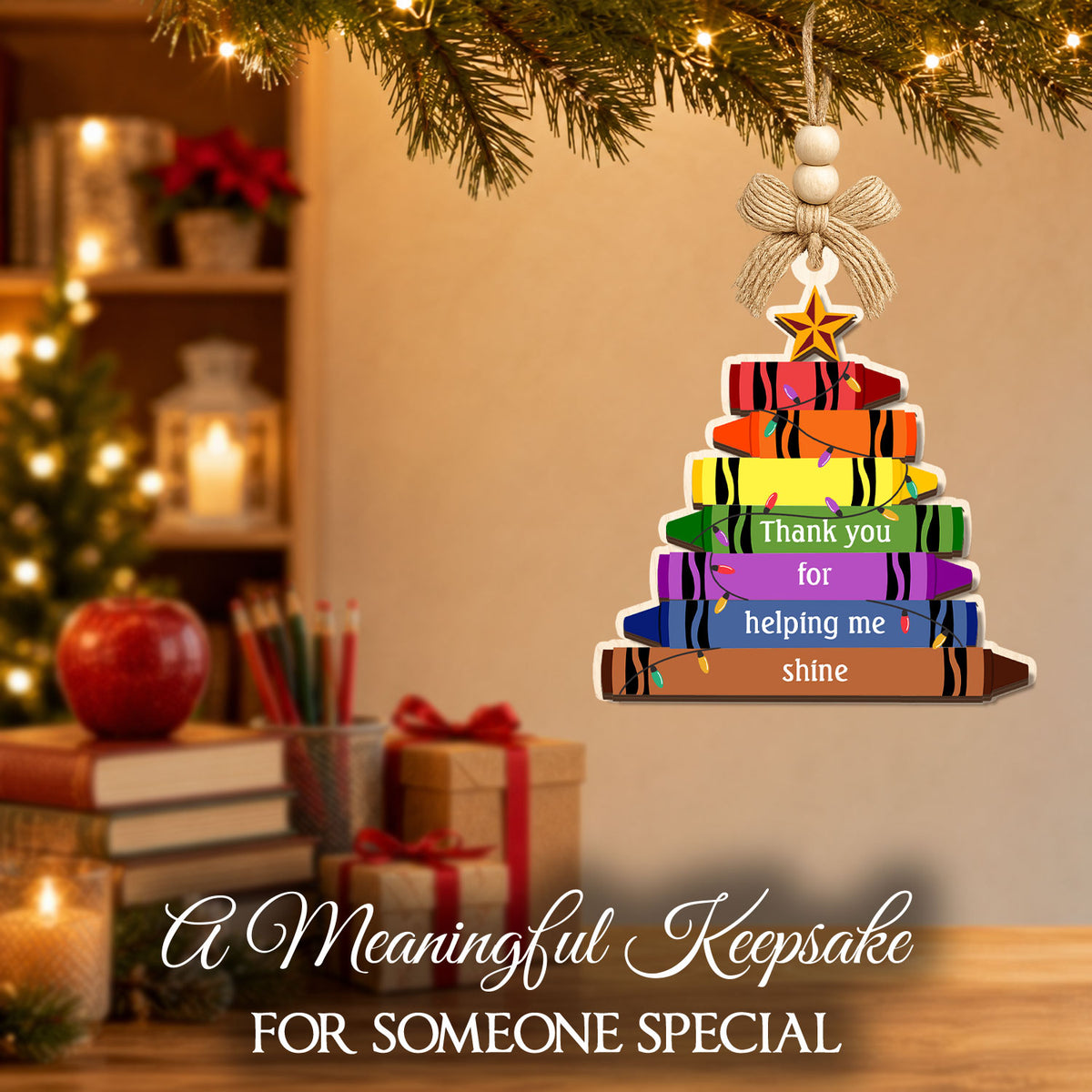 Teacher Gifts for Women – 2 Layer Wooden Ornament — view 4