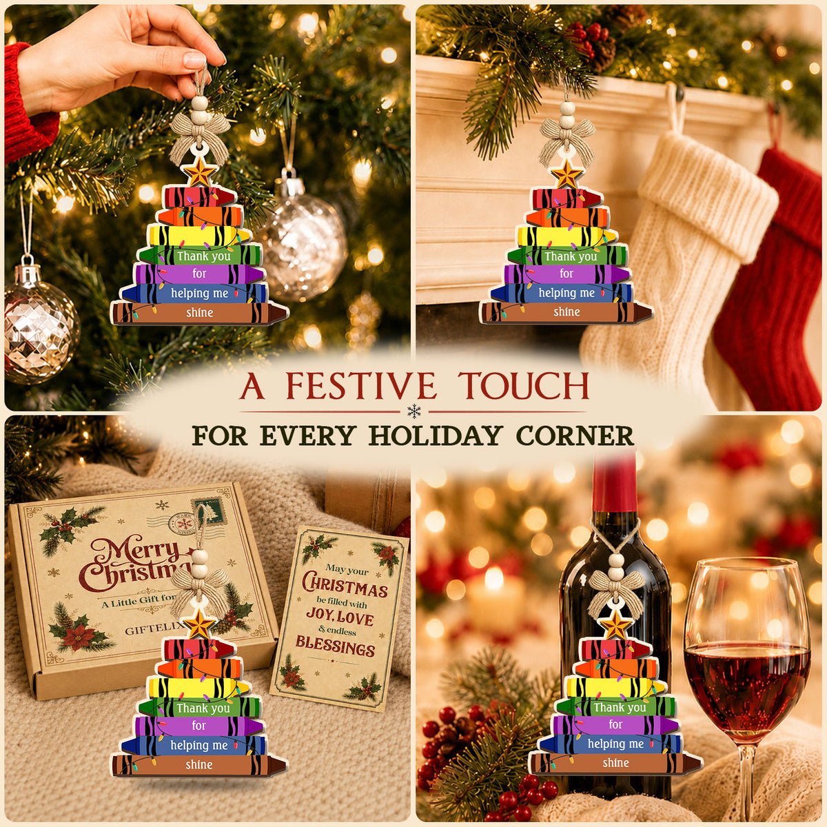 Teacher Gifts for Women – 2 Layer Wooden Ornament — view 5