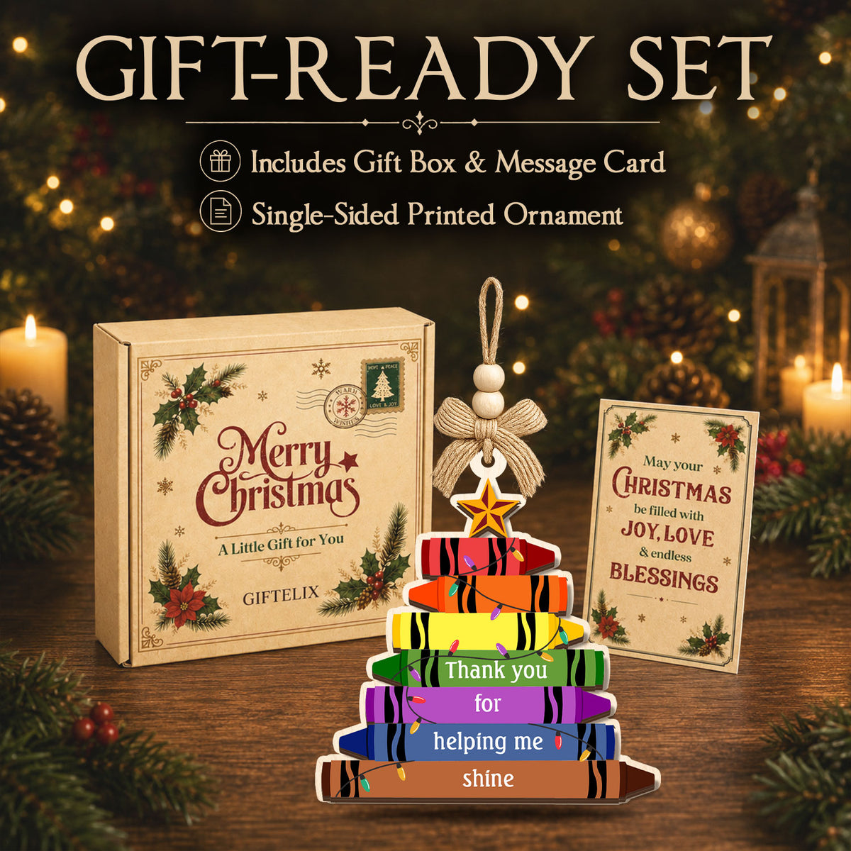 Teacher Gifts for Women – 2 Layer Wooden Ornament — view 6