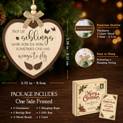 Sibling Memorial Christmas Gift – 2 Layer Wooden Ornament — view 2