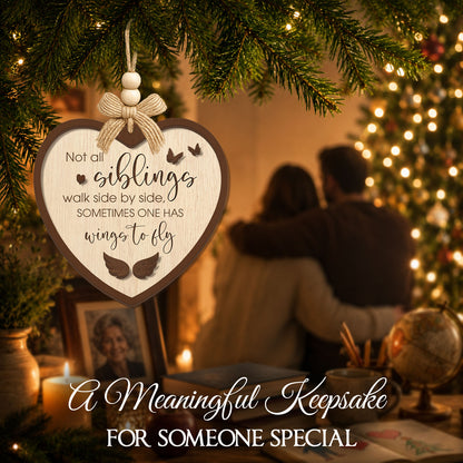 Sibling Memorial Christmas Gift – 2 Layer Wooden Ornament — view 4
