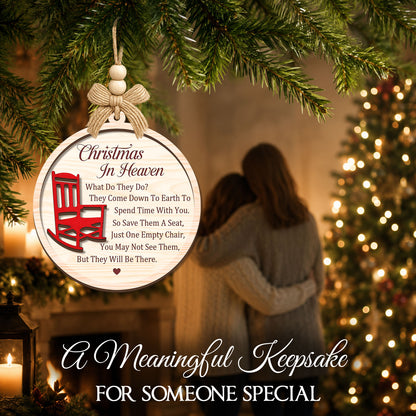 Christmas in Heaven with Red Chair – 2 Layer Wooden Ornament — view 4