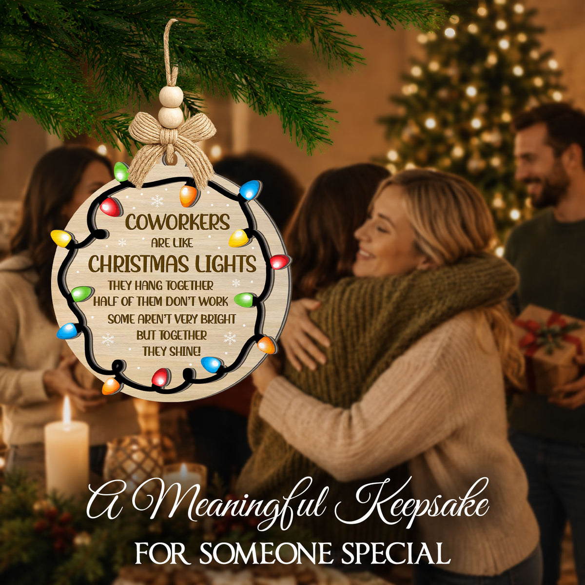Coworker Christmas Gift – 2 Layer Wooden Ornament — view 4