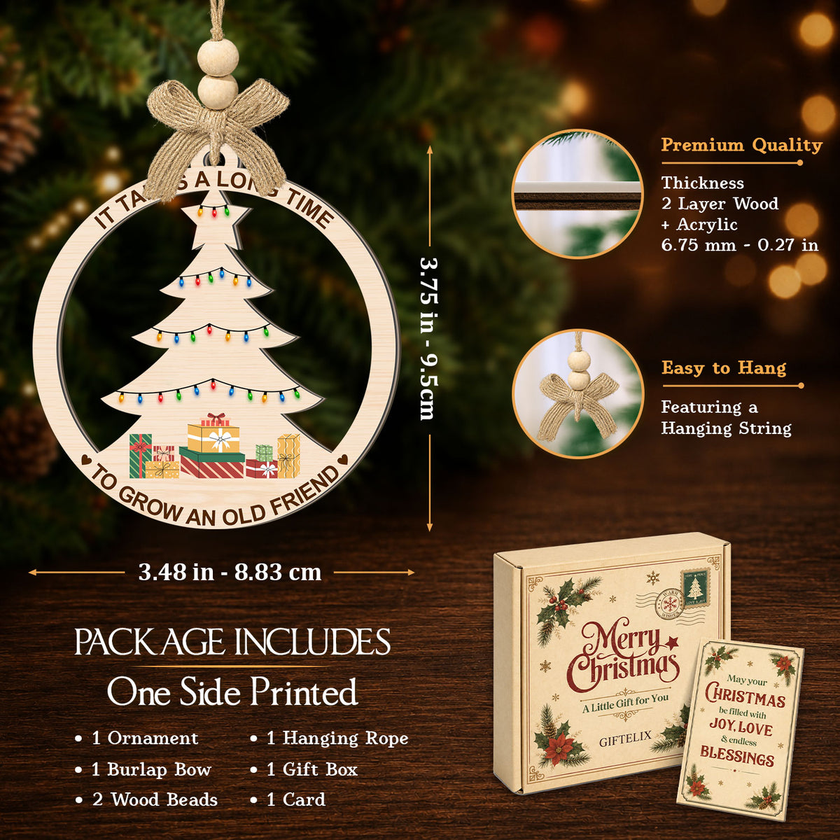 Best Friend Xmas Tree Ornament – 2 Layer Ornament — view 2