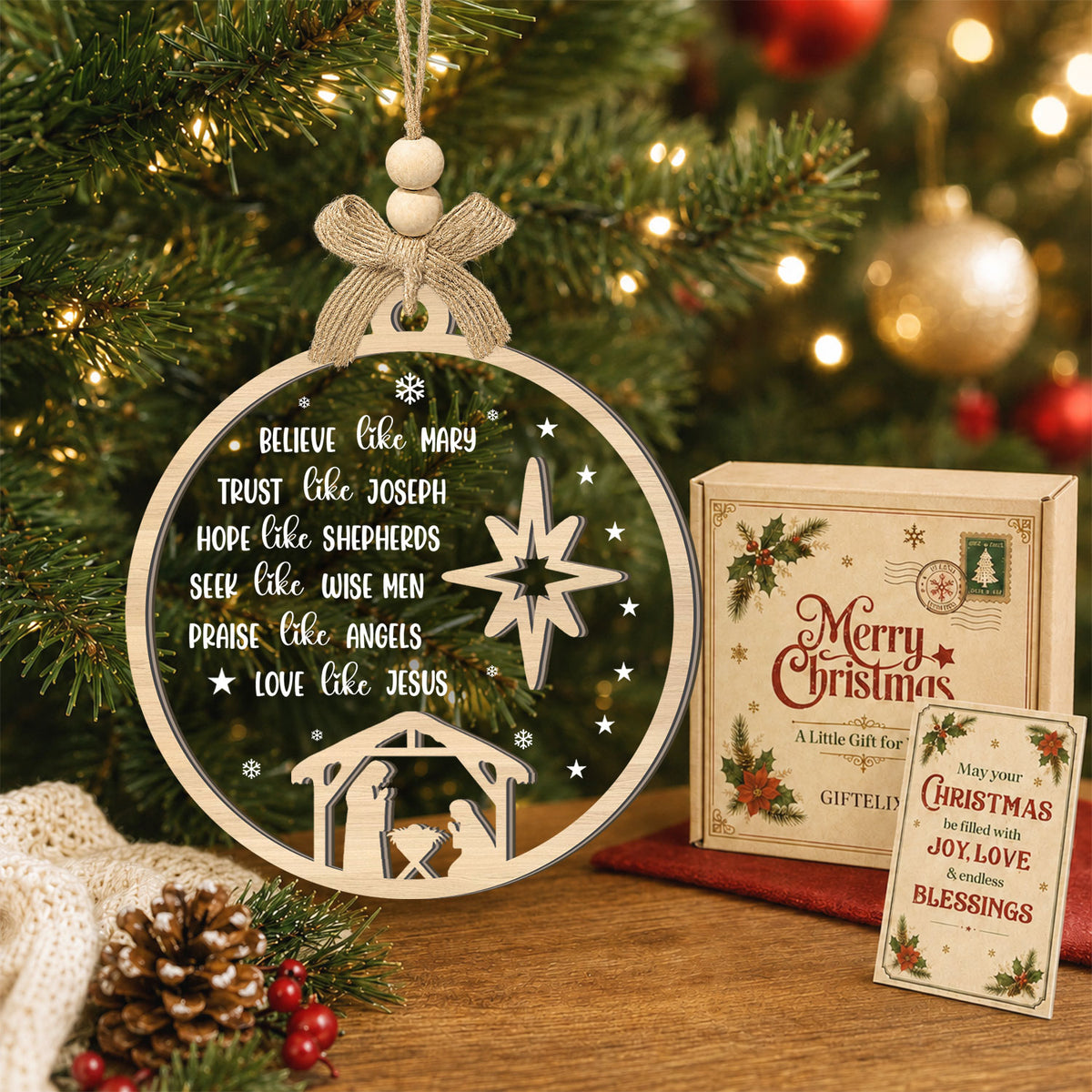 Christian Nativity Scene – 2 Layer Ornament