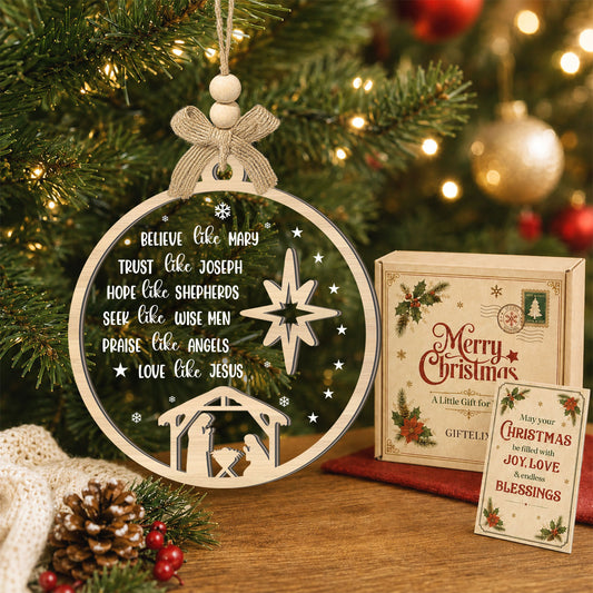 Christian Nativity Scene – 2 Layer Ornament
