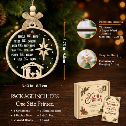 Christian Nativity Scene – 2 Layer Ornament — view 2