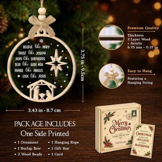 Christian Nativity Scene – 2 Layer Ornament — view 2