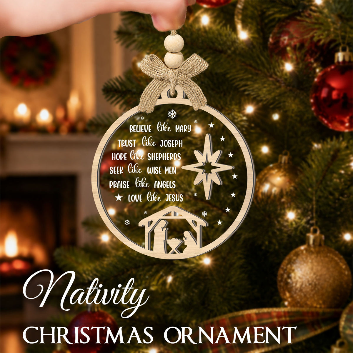 Christian Nativity Scene – 2 Layer Ornament — view 3