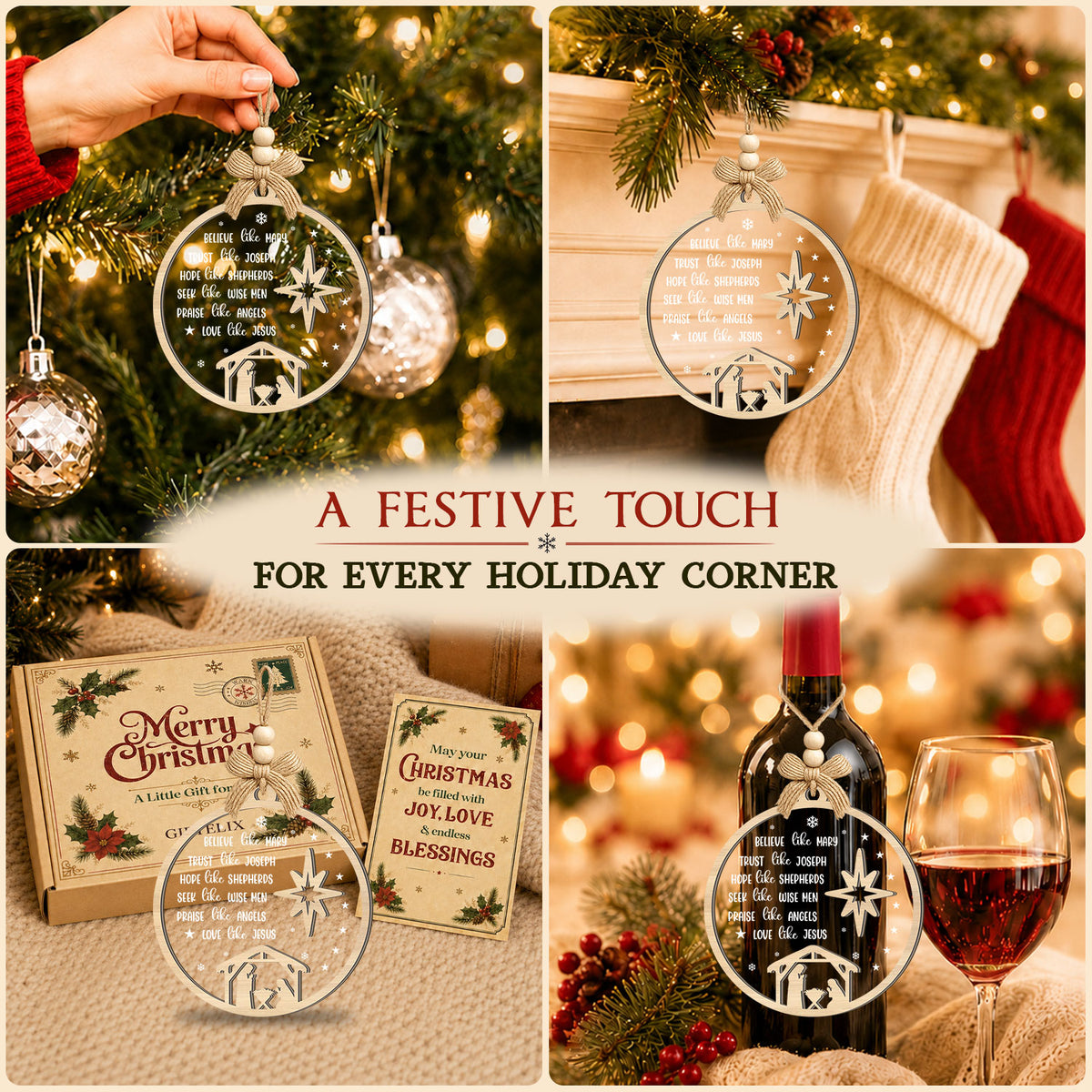 Christian Nativity Scene – 2 Layer Ornament — view 5