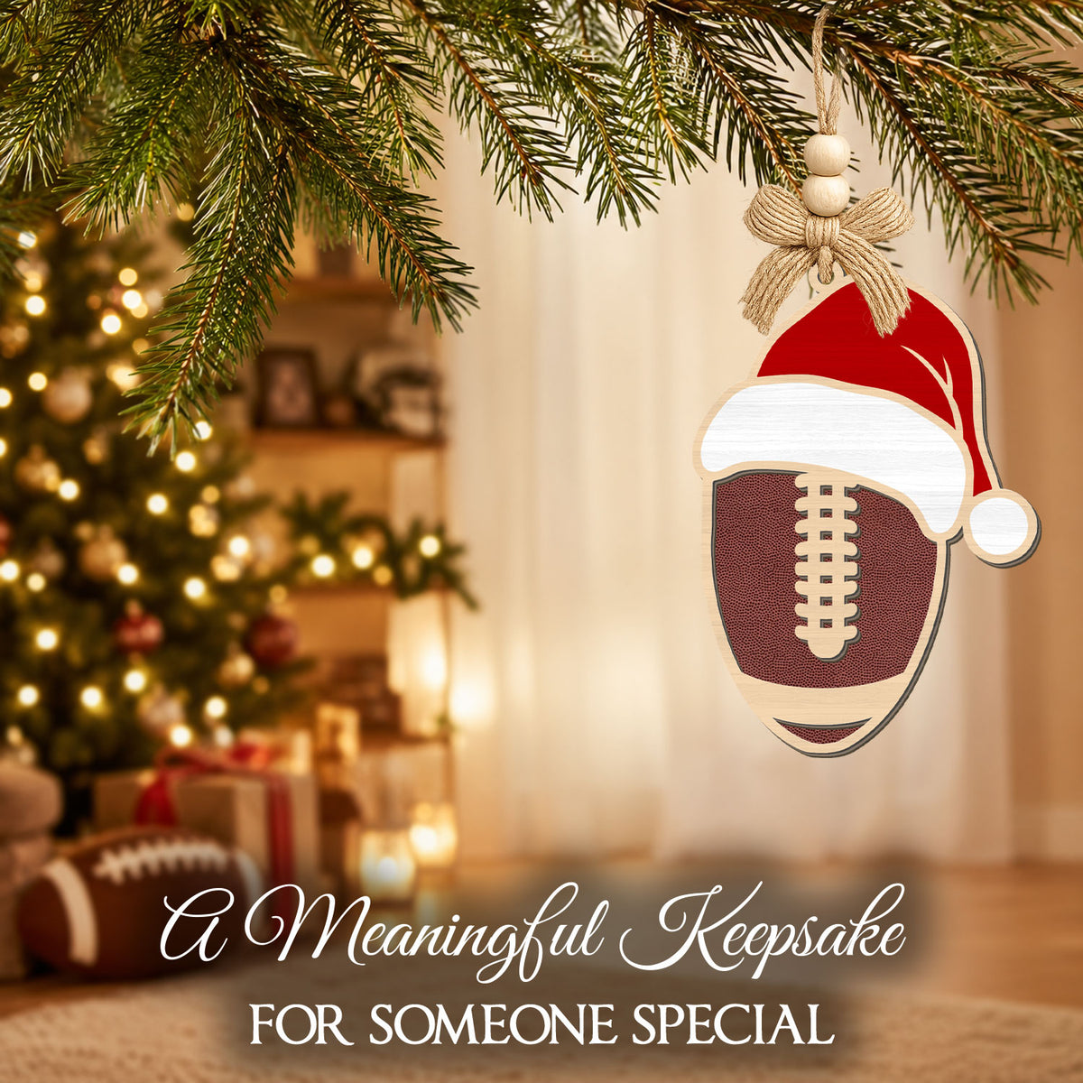Football Ornaments for Christmas Tree – 2 Layer Wooden Ornament — view 4