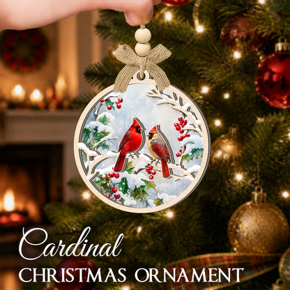 Cardinal Gift for Grandparents Mom Dad Family – 2 Layer Ornament — view 3