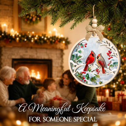 Cardinal Gift for Grandparents Mom Dad Family – 2 Layer Ornament — view 4